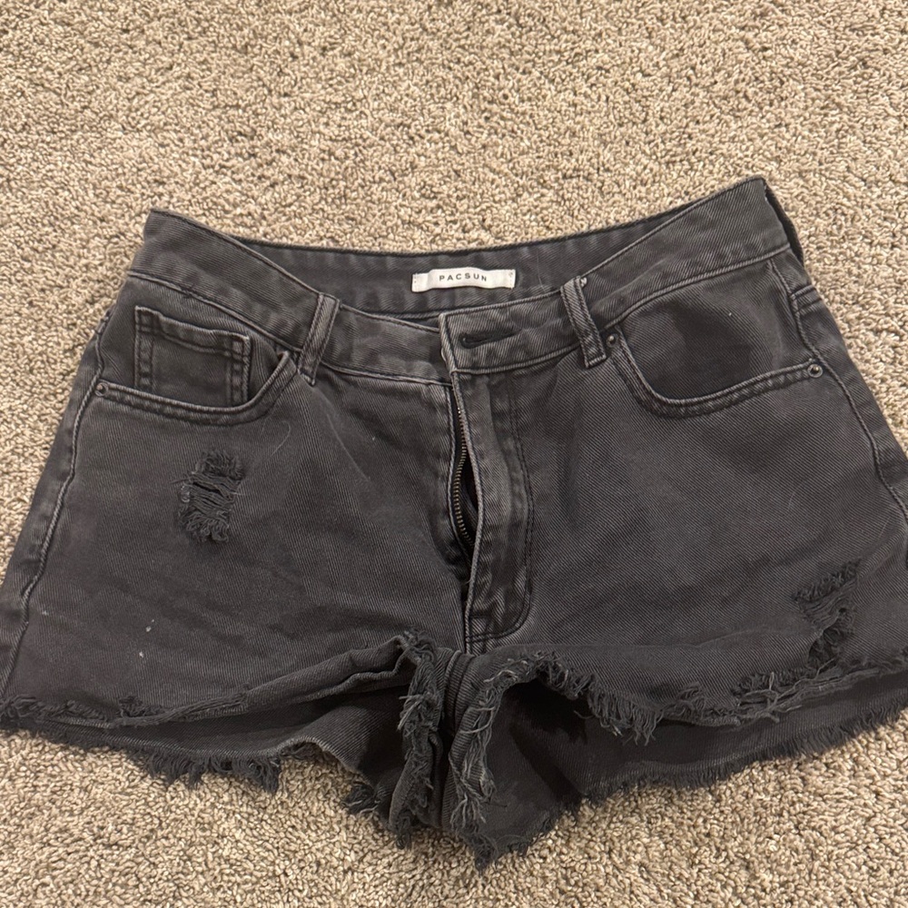 PacSun Charcoal Distressed Jean Shorts
